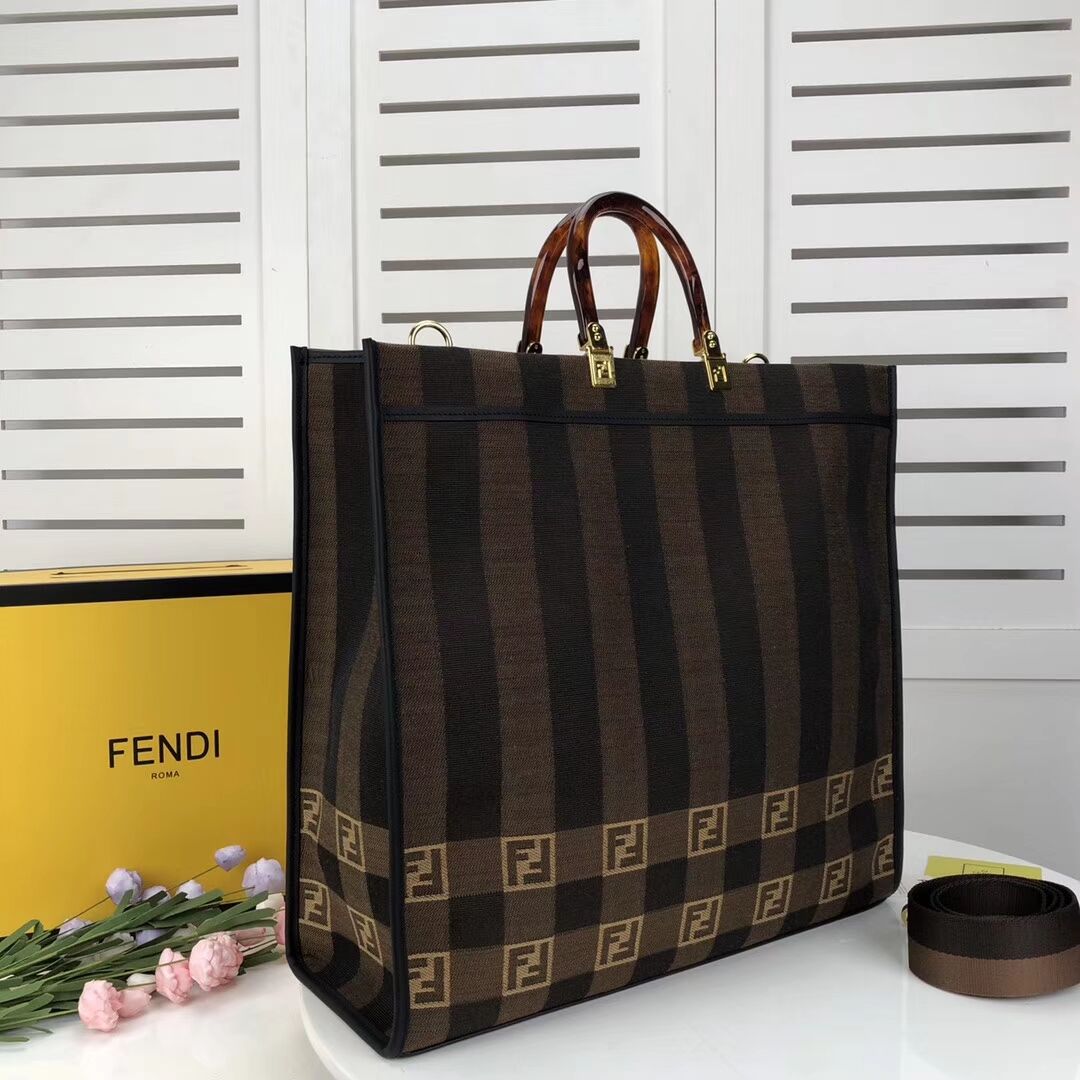 FENDI Shopper in brown fabric 8BH372 brown