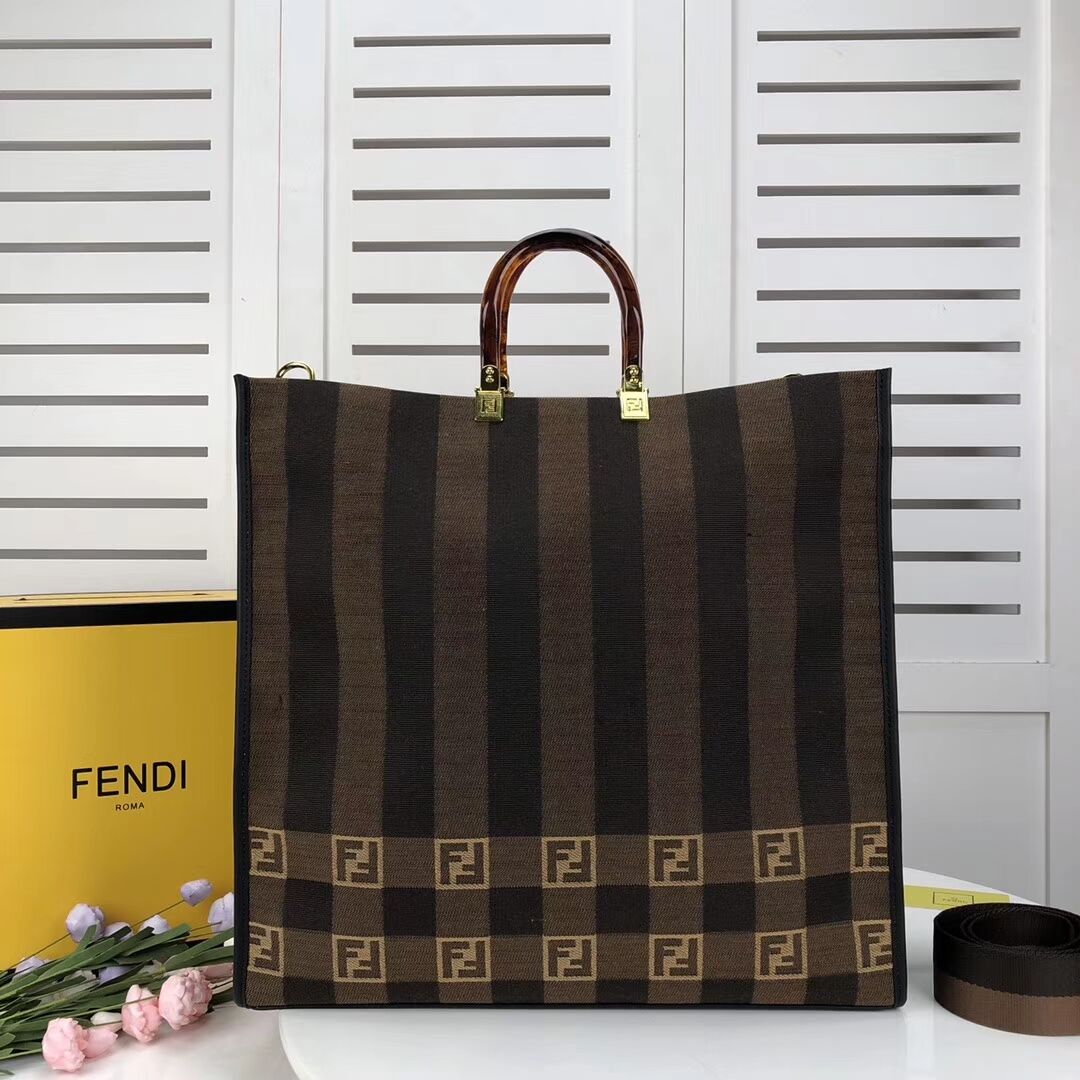 FENDI Shopper in brown fabric 8BH372 brown