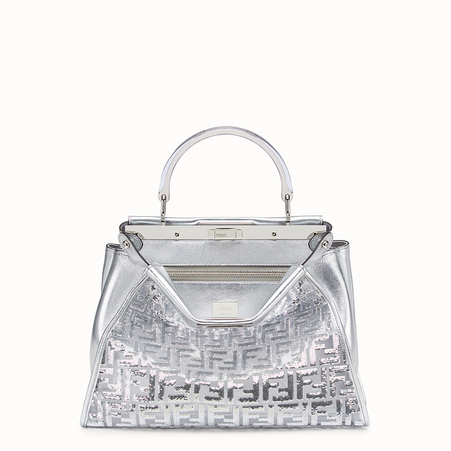 Fendi PEEKABOO ICONIC MEDIUM Silver leather bag 8BN290