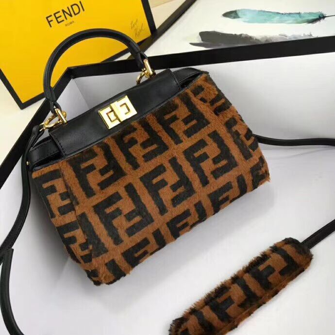 Fendi PEEKABOO REGULAR Horse hair F3302 Black