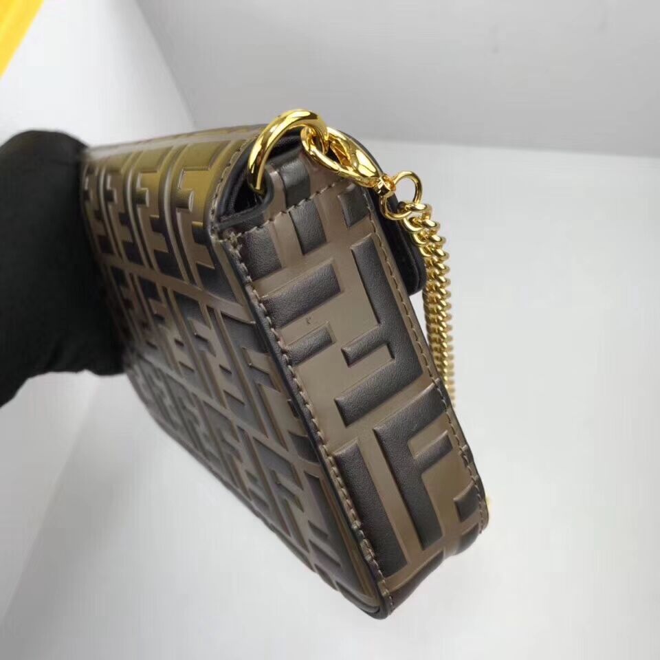 Fendi WALLET ON CHAIN WITH POUCHES leather mini-bag 8BS032 brown