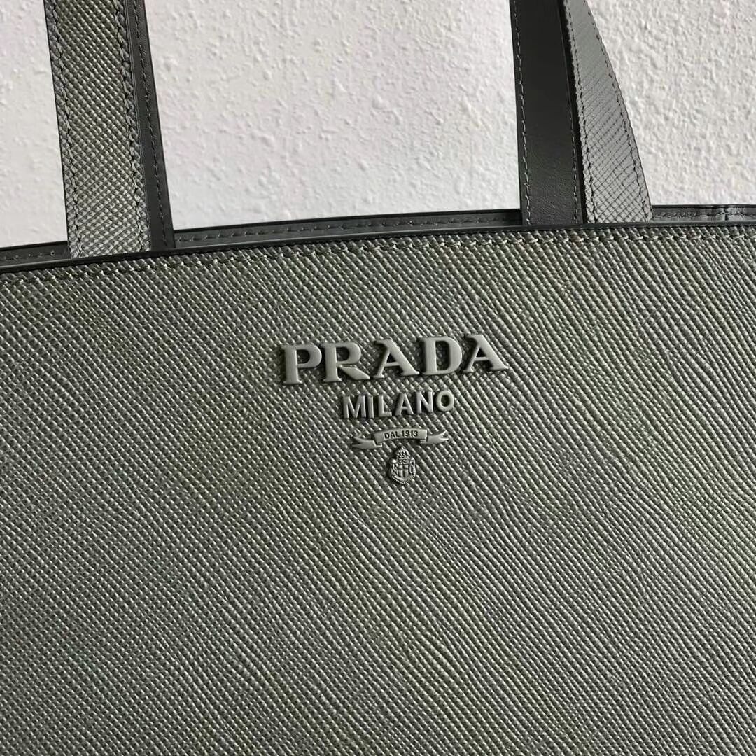 Prada Embleme Saffiano leather bag 1BG288 grey