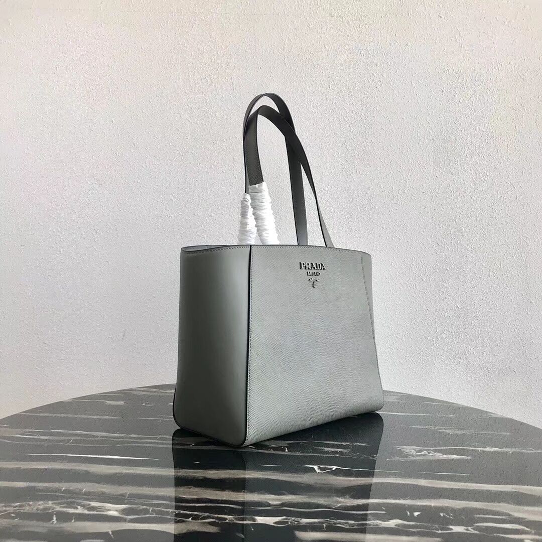 Prada Embleme Saffiano leather bag 1BG288 grey