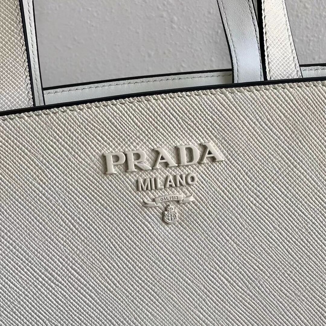 Prada Embleme Saffiano leather bag 1BG288 white