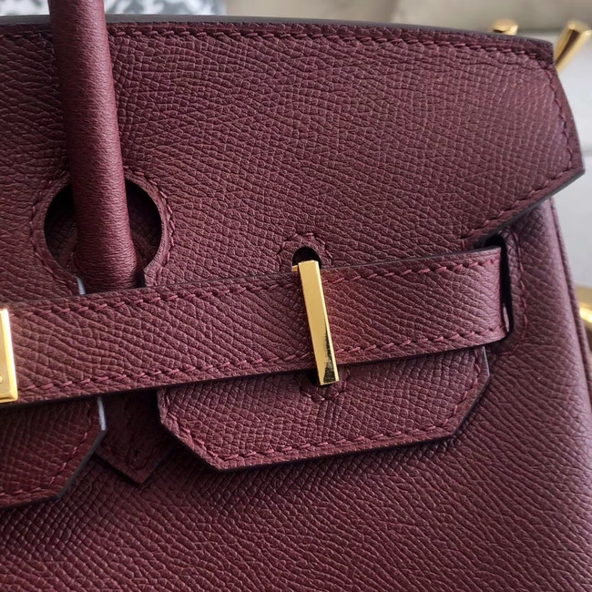 Hermes original Epsom Leather HB35O Burgundy&gold Metal