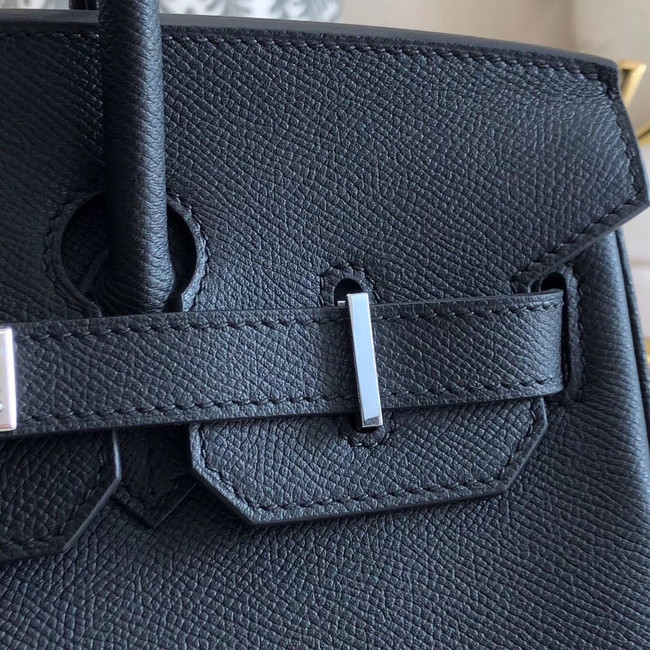 Hermes original Epsom Leather HB35O black&silver Metal