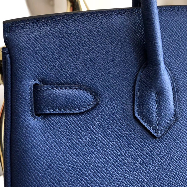 Hermes original Epsom Leather HB35O blue&gold Metal