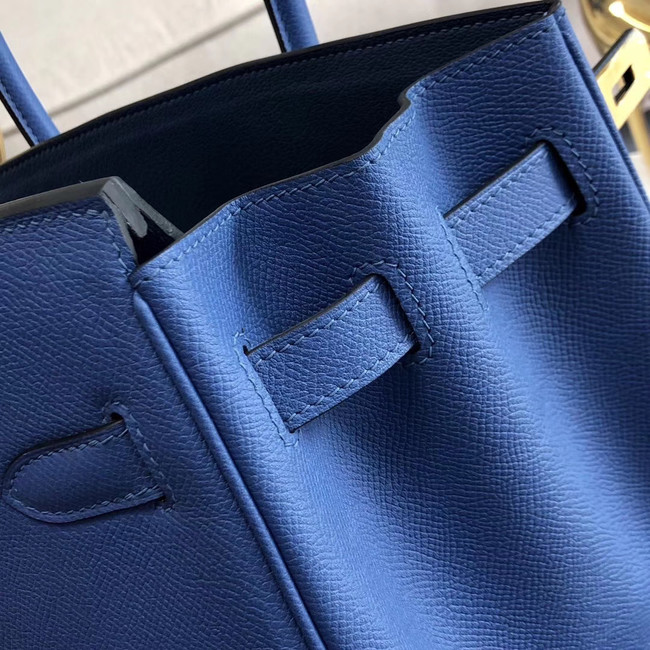 Hermes original Epsom Leather HB35O blue&gold Metal