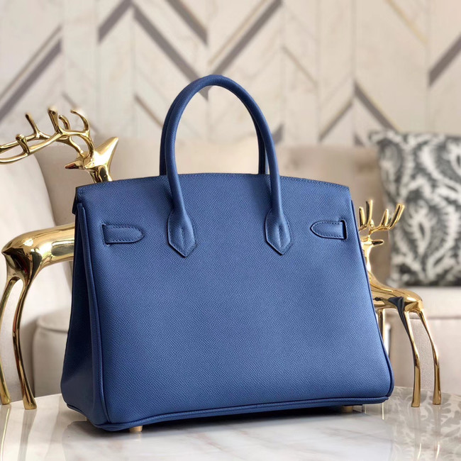 Hermes original Epsom Leather HB35O blue&gold Metal