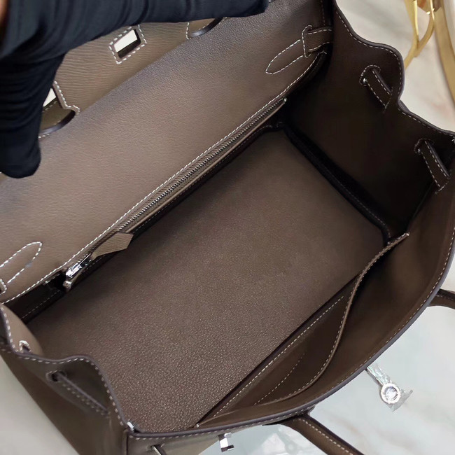 Hermes original Epsom Leather HB35O grey&silver Metal