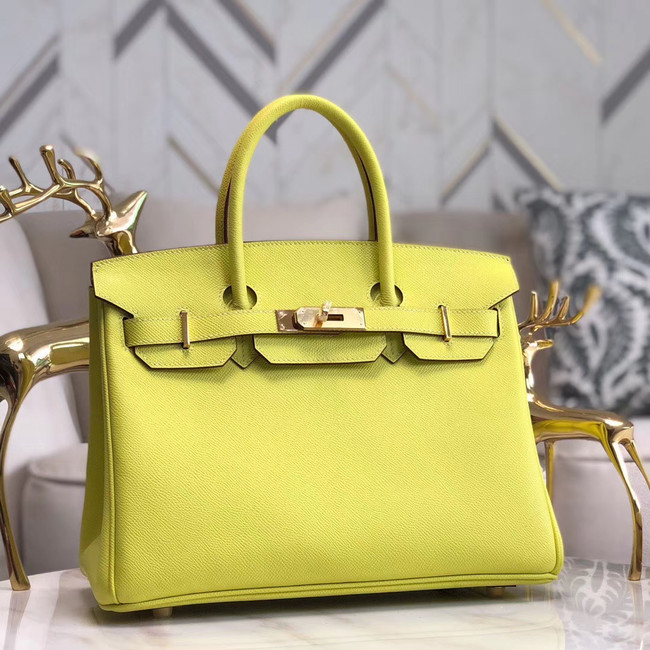 Hermes original Epsom Leather HB35O lemon&gold Metal