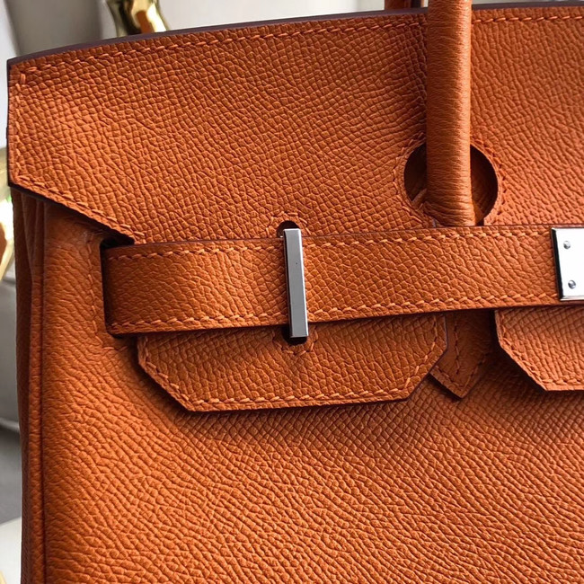 Hermes original Epsom Leather HB35O orange&silver Metal