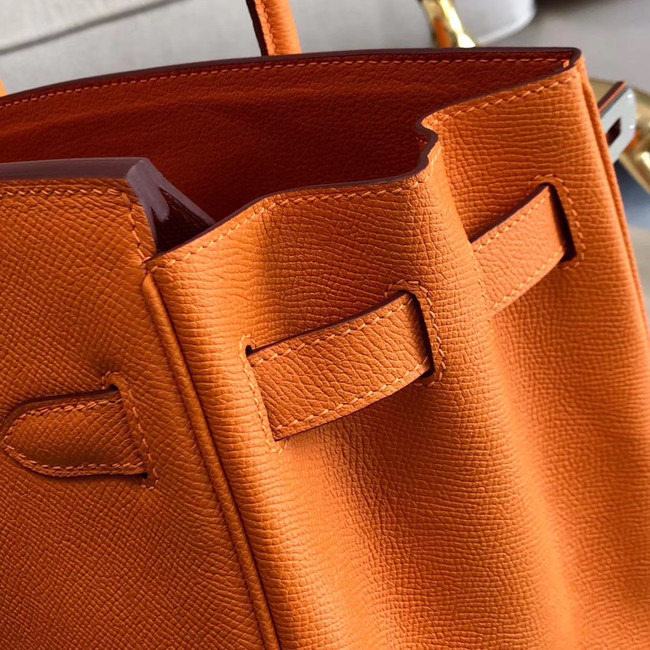 Hermes original Epsom Leather HB35O orange&silver Metal