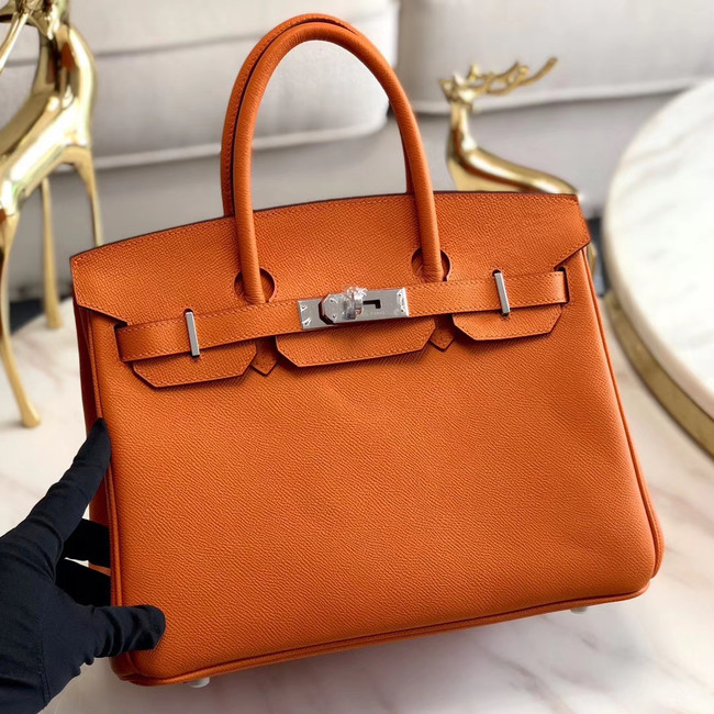 Hermes original Epsom Leather HB35O orange&silver Metal