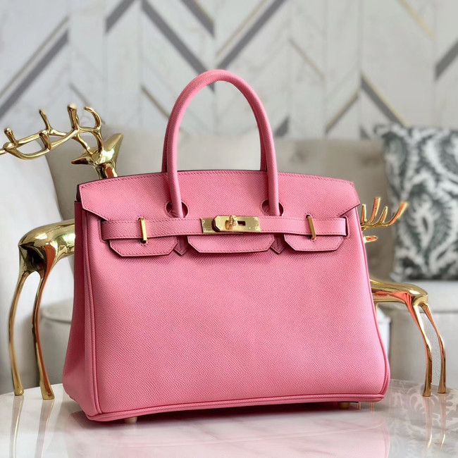 Hermes original Epsom Leather HB35O pink&gold Metal