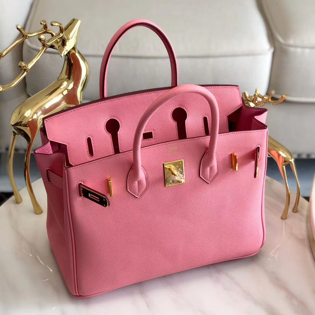 Hermes original Epsom Leather HB35O pink&gold Metal