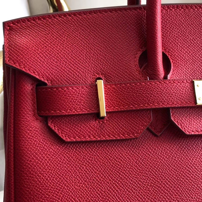 Hermes original Epsom Leather HB35O red&gold Metal