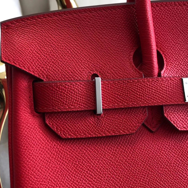 Hermes original Epsom Leather HB35O red&silver Metal