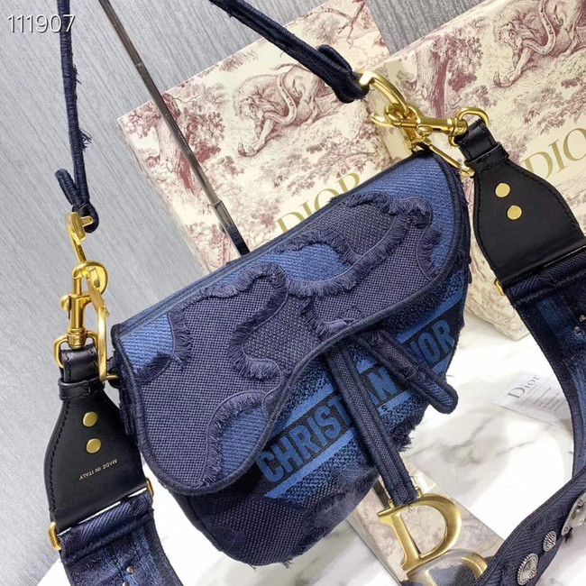 DIOR BLUE SADDLE CAMOUFLAGE POUCH M0446C