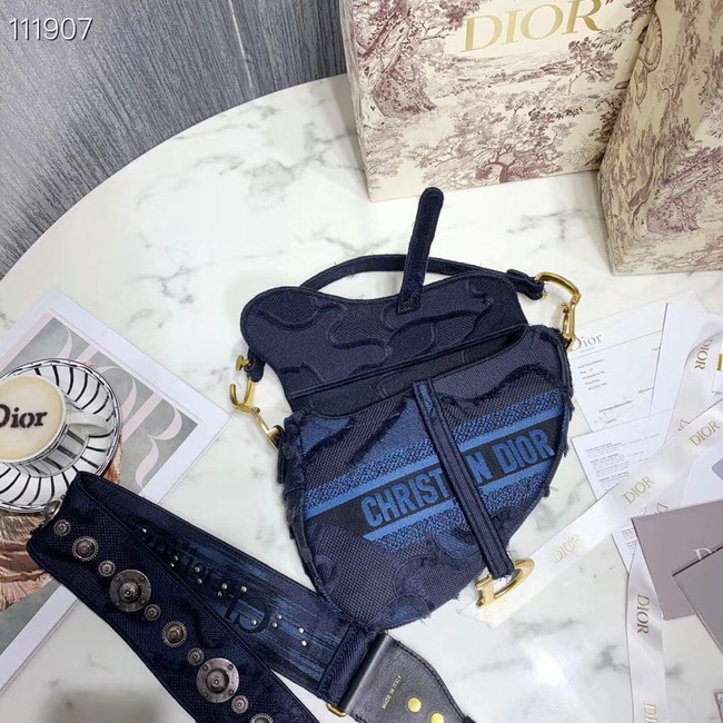 DIOR BLUE SADDLE CAMOUFLAGE POUCH M0446C