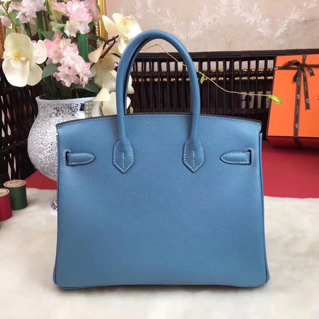 Hermes original Epsom Leather HB35O sky blue&gold Metal