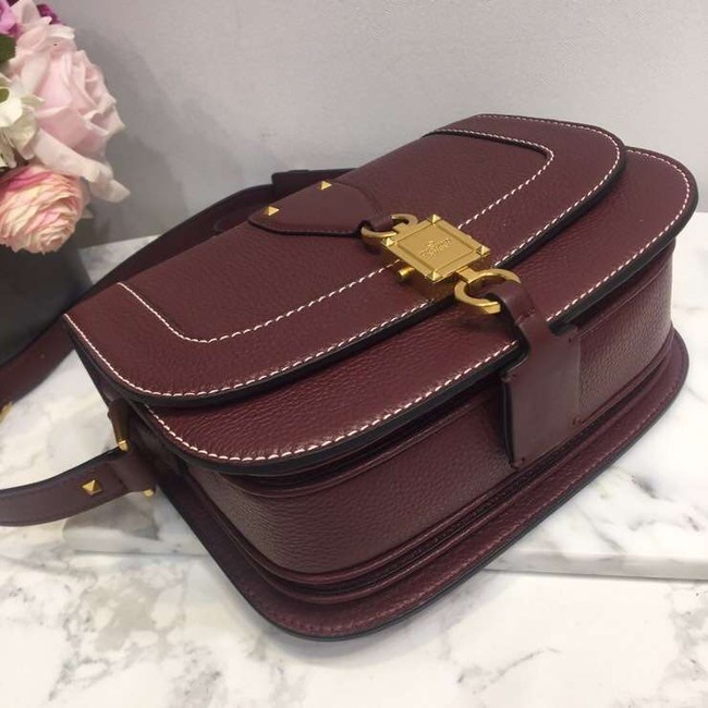 VALENTINO Origianl leather shoulder bag 0705 Burgundy