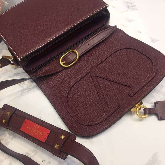 VALENTINO Origianl leather shoulder bag 0705 Burgundy