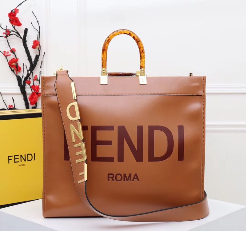 FENDI Shopper leather bag F6398 Brown