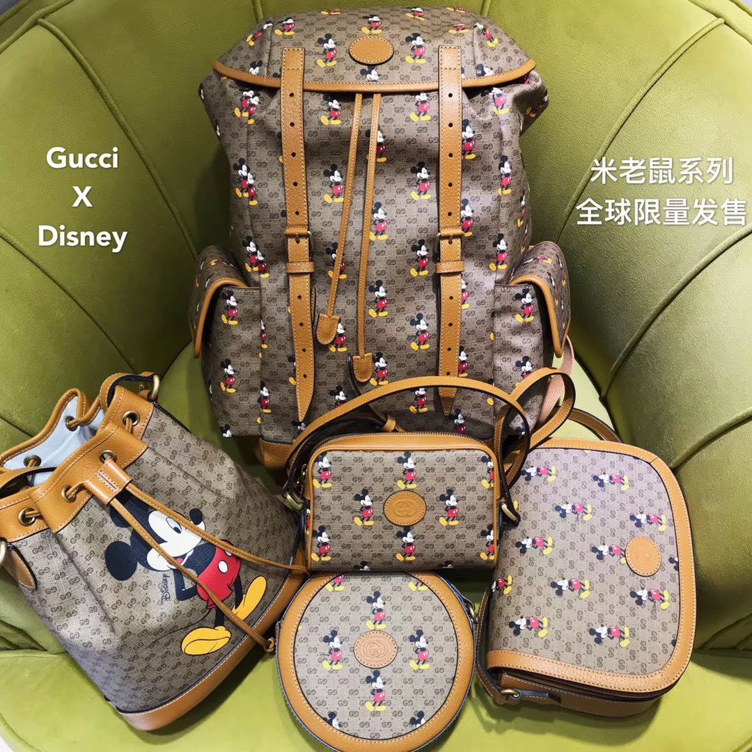 Gucci Disney x Mickey Mouse Small Bucket Bag 602691 Brown