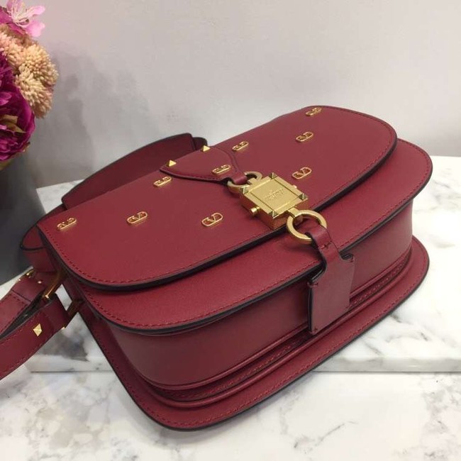 VALENTINO Origianl leather shoulder bag 0708 Burgundy