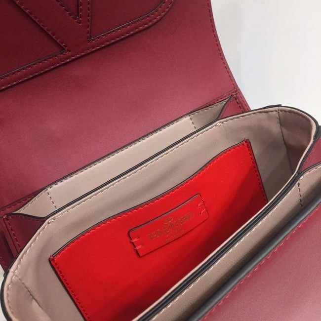 VALENTINO Origianl leather shoulder bag 0708 Burgundy