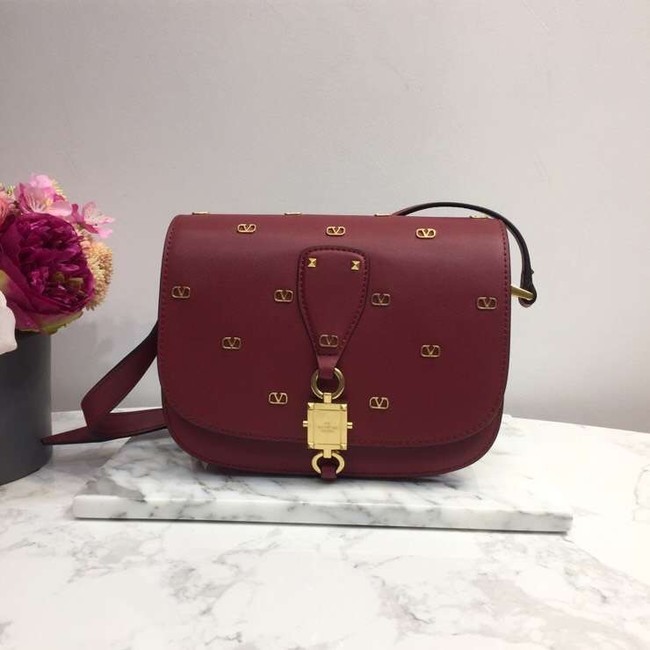 VALENTINO Origianl leather shoulder bag 0708 Burgundy