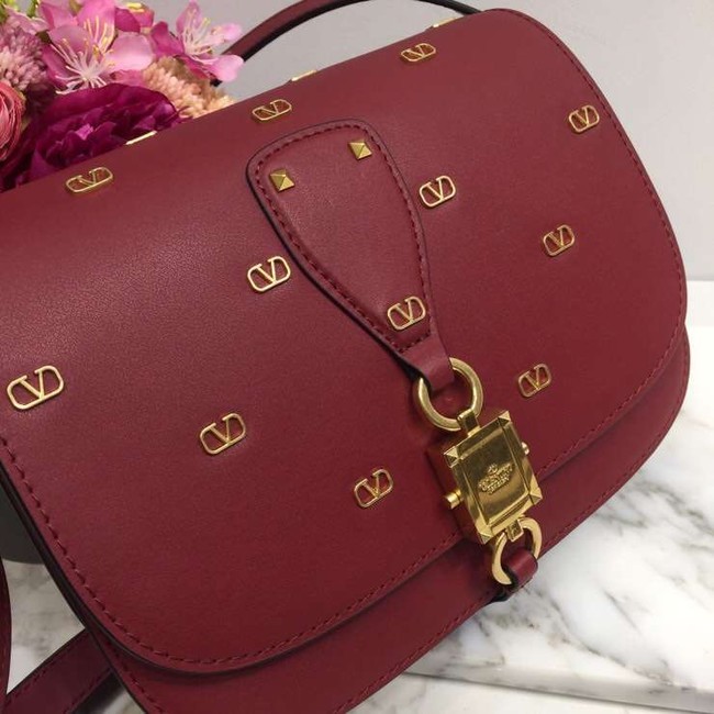 VALENTINO Origianl leather shoulder bag 0708 Burgundy