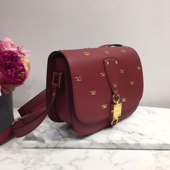 VALENTINO Origianl leather shoulder bag 0708 Burgundy