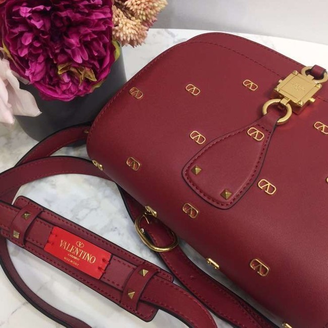 VALENTINO Origianl leather shoulder bag 0708 Burgundy