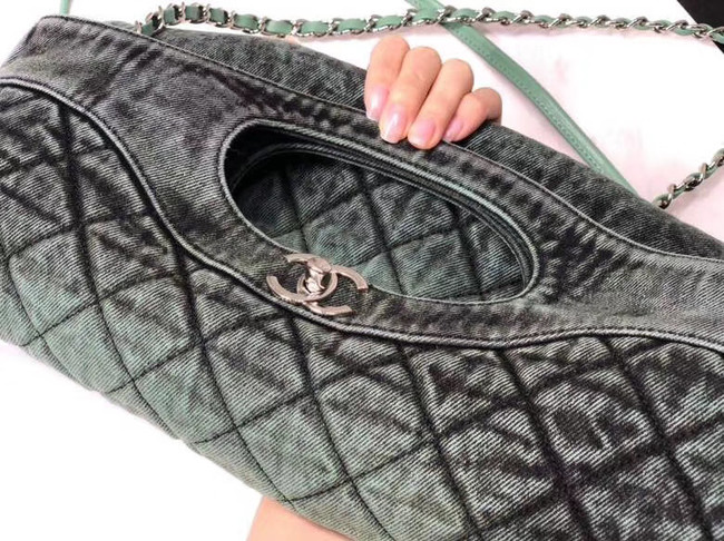 CHANEL Denim 31 Shopping bag AS1407 green