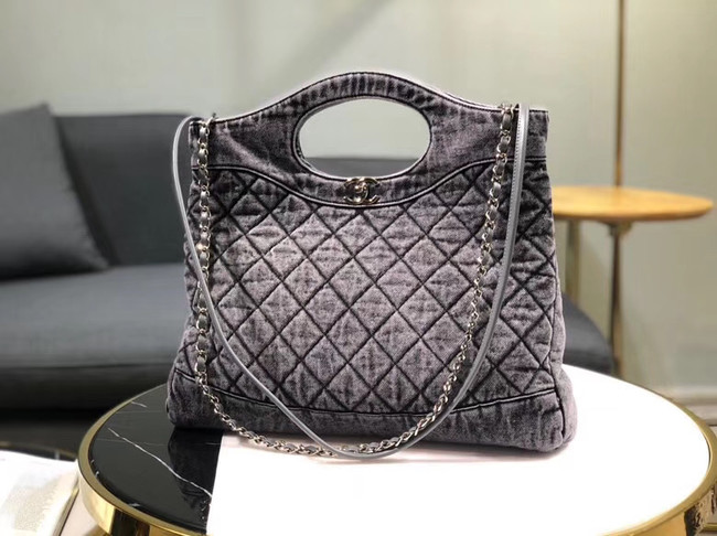 CHANEL Denim 31 Shopping bag AS1407 grey