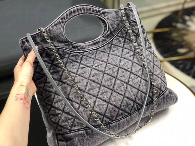 CHANEL Denim 31 Shopping bag AS1407 grey