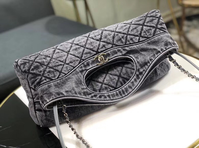 CHANEL Denim 31 Shopping bag AS1407 grey