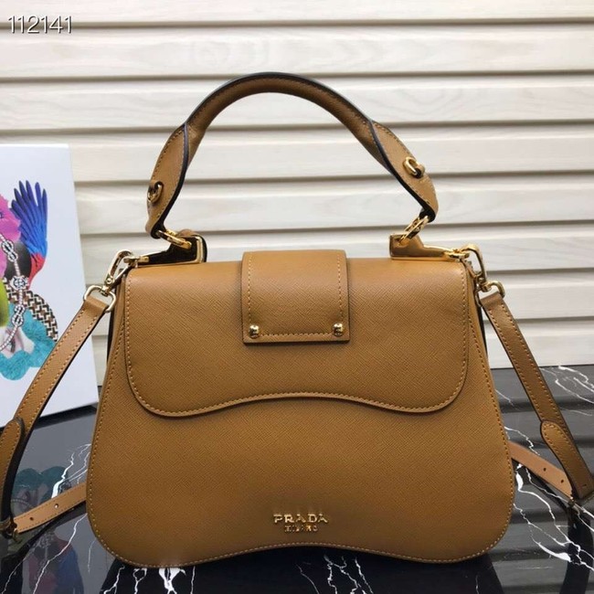 Prada Embleme Saffiano leather bag 1BN005 tan