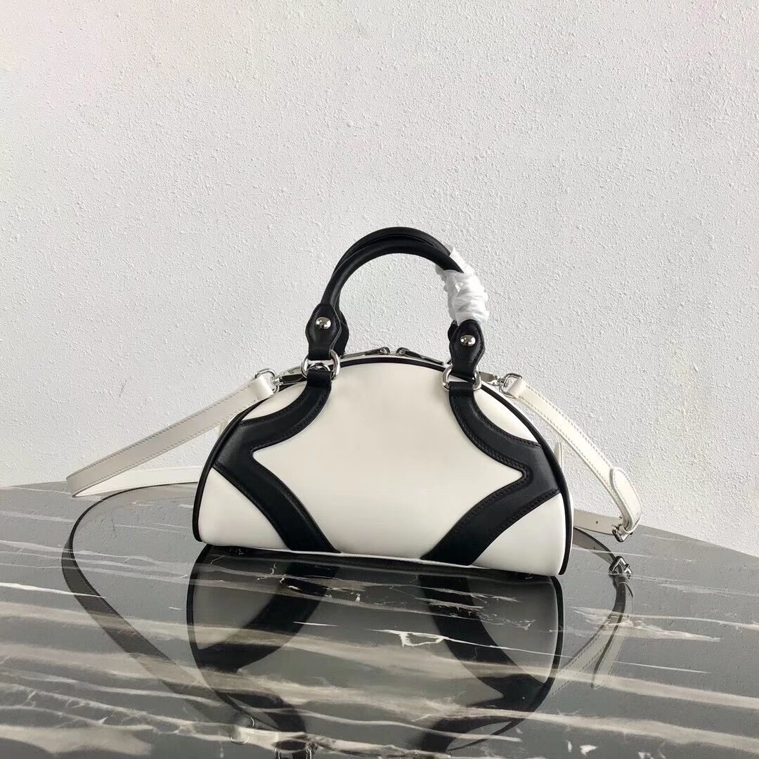 Prada Calf skin tote 1BD071 white&black