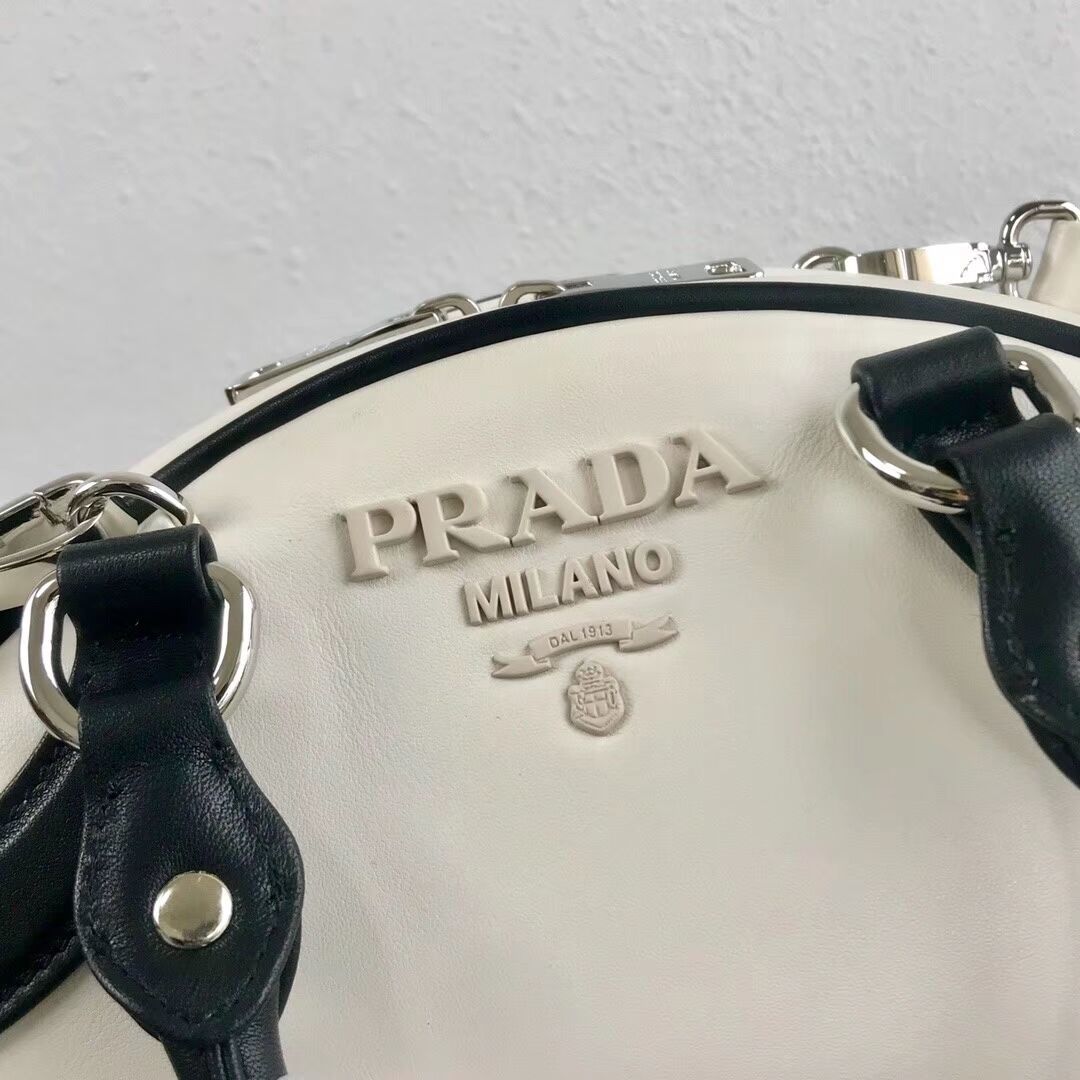 Prada Calf skin tote 1BD071 white&black