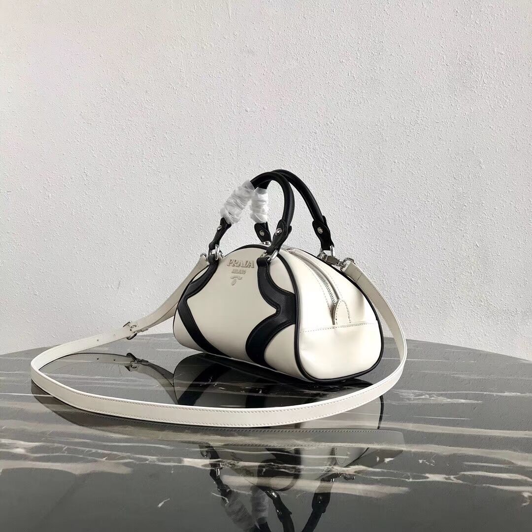 Prada Calf skin tote 1BD071 white&black