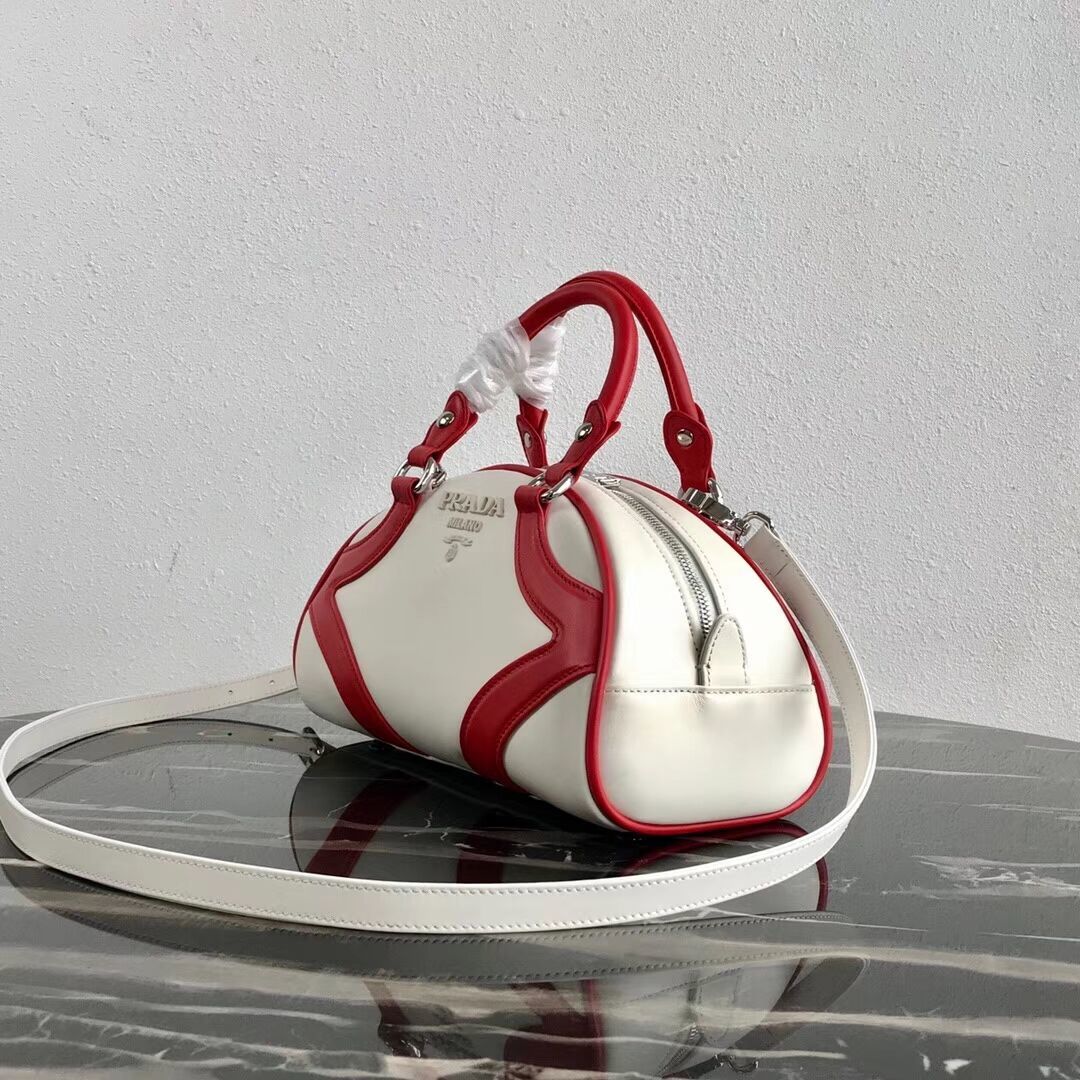 Prada Calf skin tote 1BD071 white&red