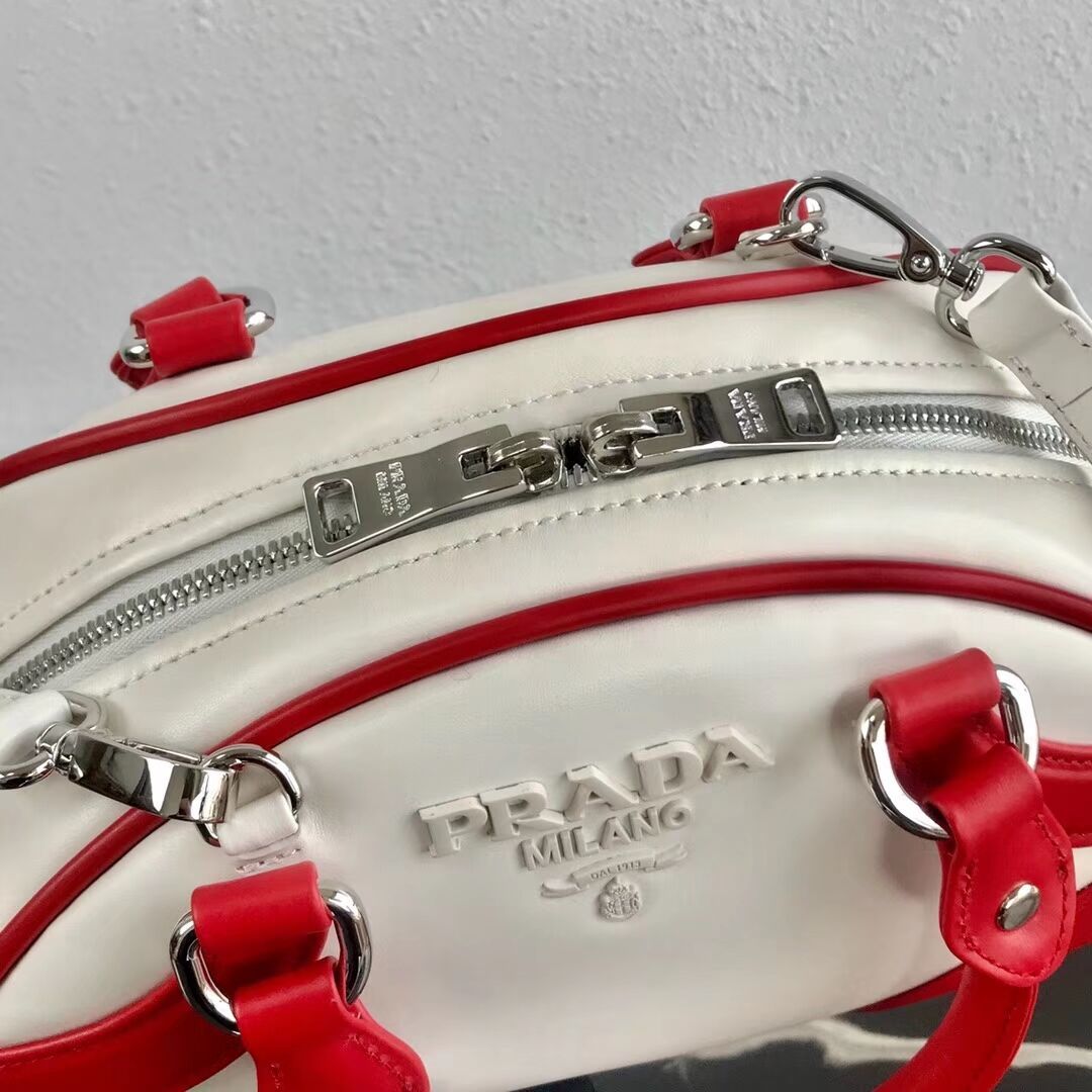 Prada Calf skin tote 1BD071 white&red