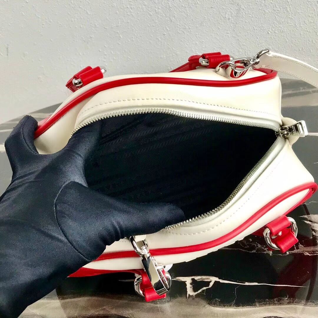 Prada Calf skin tote 1BD071 white&red