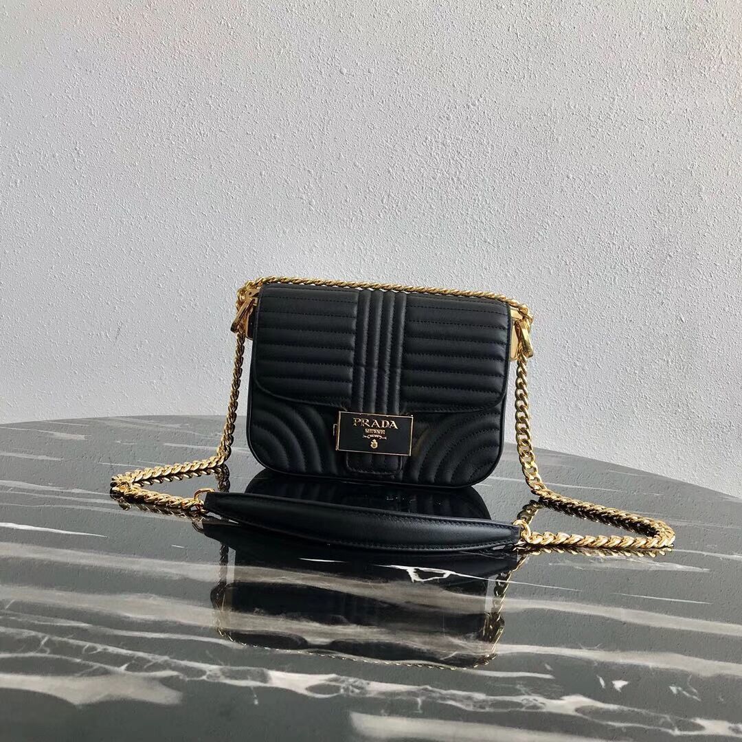 Prada Diagramme leather shoulder bag 1BD217 black