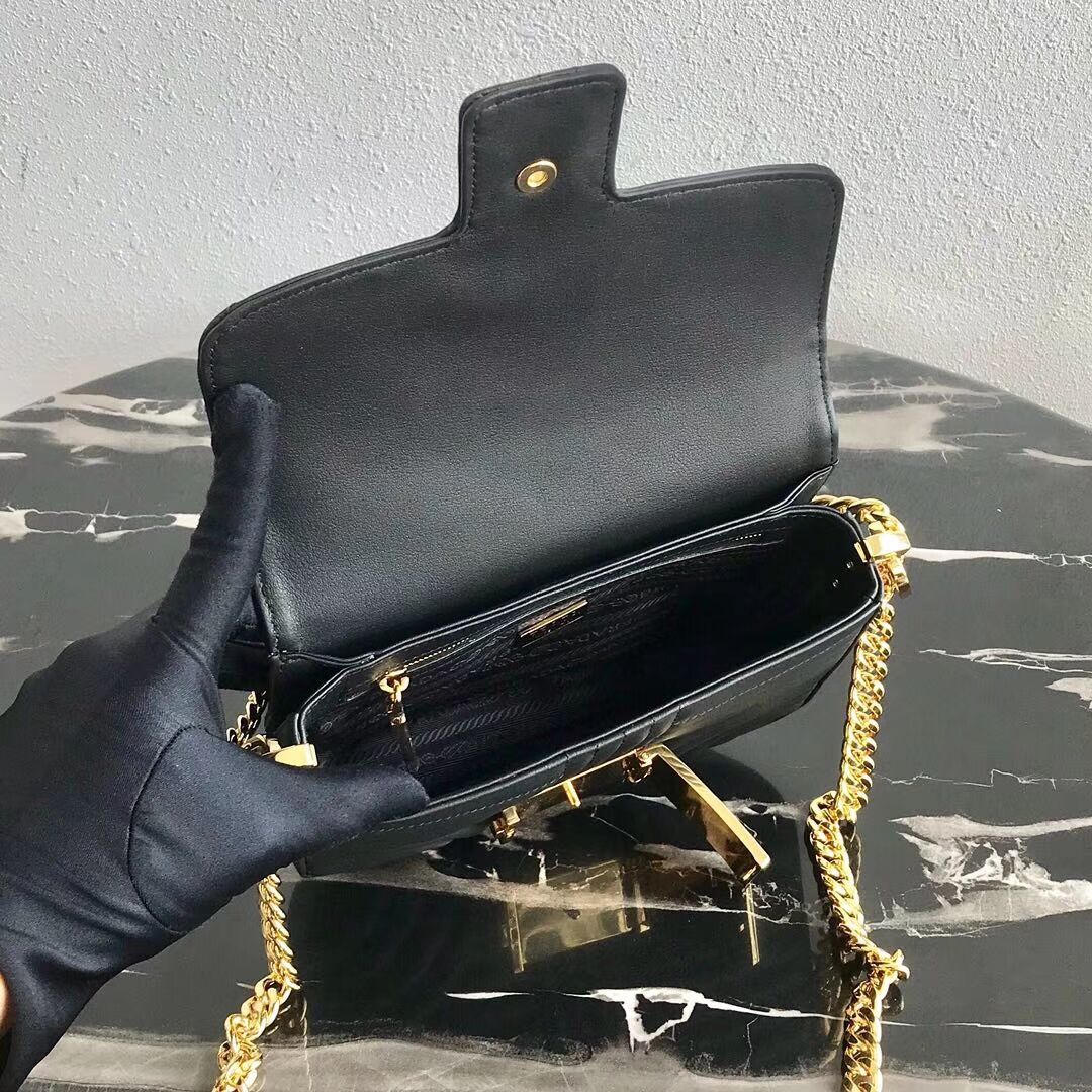 Prada Diagramme leather shoulder bag 1BD217 black
