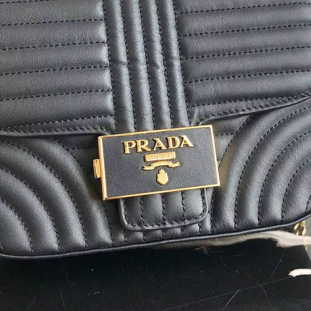 Prada Diagramme leather shoulder bag 1BD217 black