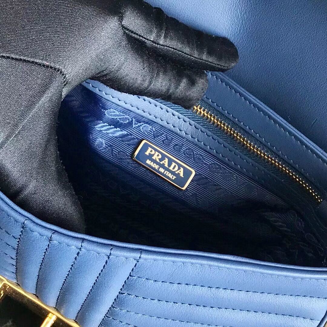 Prada Diagramme leather shoulder bag 1BD217 blue
